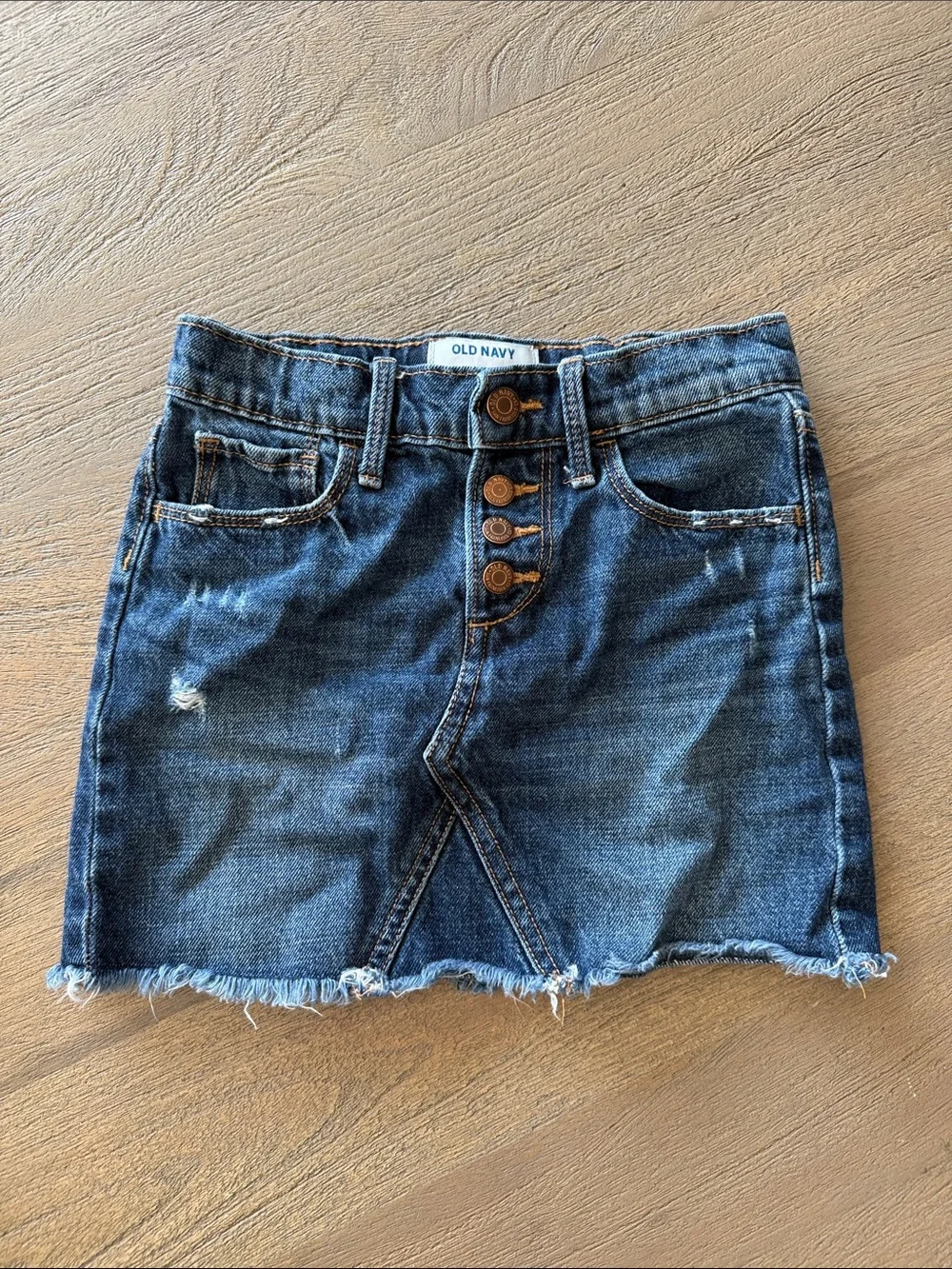 Old Navy Indigo Denim Mini Skirt with Exposed Button Front